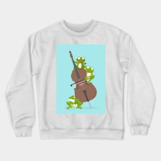 Three funny frogs playing the double bass Crewneck Sweatshirt